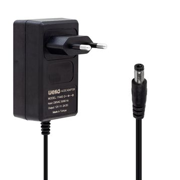 Weko 12 Volt 2 Amper 24 Watt Plastik Kasa 5.5x2.5 Uçlu Priz Tipi Adaptör