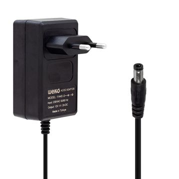 Weko 12 Volt 2 Amper 24 Watt Plastik Kasa 5.5x2.5 Uçlu Priz Tipi Adaptör