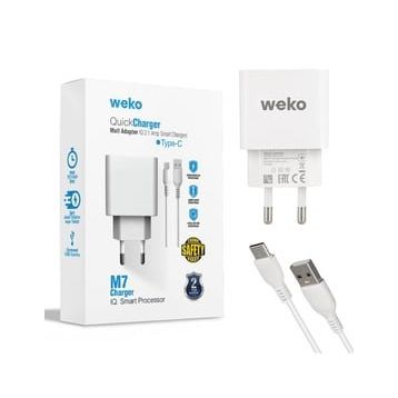 Weko WK-21435 M7 2.1 Amper Telefon Şarj Adaptörü + Type-C Kablo