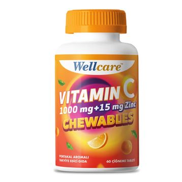Wellcare Vitamin C Çinko 60 Çiğneme Tableti