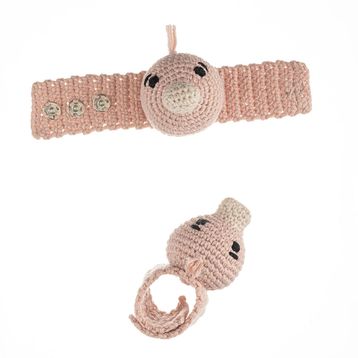 WellGro Cuddly Amigurumi Pembe Ördek Çıngıraklı Bileklik Oyuncak