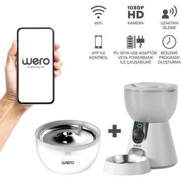 Wero FW2-C 2in1 Wi-Fi Kameralı Otomatik Kedi ve Köpek Mama ve Su Kabı Seti