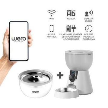 Wero FW2-C 2in1 Wi-Fi Kameralı Otomatik Kedi ve Köpek Mama ve Su Kabı Seti