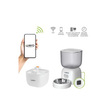 Wero WF1 2in1 Wi-Fi Akıllı Kedi ve Köpek Mama Kabı ve Su Pınarı Seti