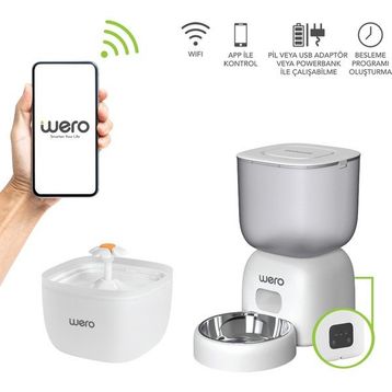 Wero WF1 2in1 Wi-Fi Akıllı Kedi ve Köpek Mama Kabı ve Su Pınarı Seti