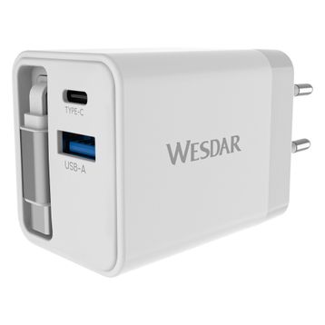 Wesdar AC289-1C1A Gan 45W Dahili Beyaz Hızlı Şarj Adaptörü