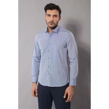Wessi Armürlü Slimfit Mavi Gömlek
