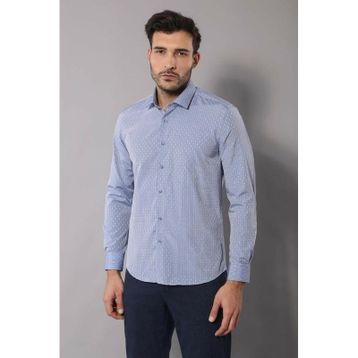 Wessi Armürlü Slimfit Mavi Gömlek