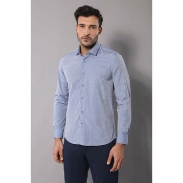 Wessi Armürlü Slimfit Mavi Gömlek