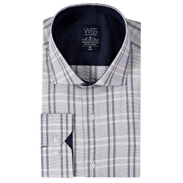 Wessi Beyaz Ekose Desenli Uzun Kollu Slim Fit Erkek Gömlek