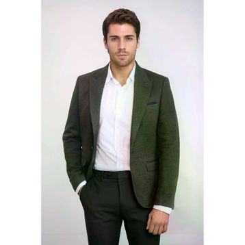 Wessi C-58Y-69-90 Yün Tek Düğmeli Yeşil Slim Fit Ceket