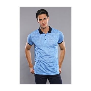 Wessi Çiçekli Desenli Polo Yaka Turkuaz Erkek T-shirt