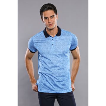 Wessi Çiçekli Desenli Polo Yaka Turkuaz Erkek T-shirt