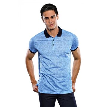 Wessi Çiçekli Desenli Polo Yaka Turkuaz Erkek T-shirt