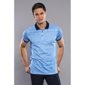 Wessi Çiçekli Desenli Polo Yaka Turkuaz Erkek T-shirt