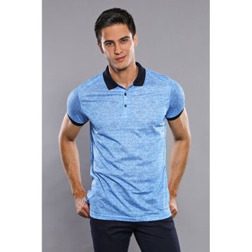 Wessi Çiçekli Desenli Polo Yaka Turkuaz Erkek T-shirt