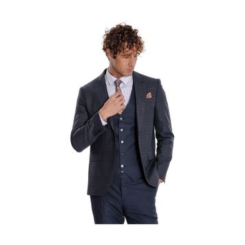 Wessi Ekose Ceketli Lacivert Slim Fit Takım Elbise