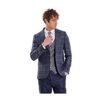 Wessi Ekose Ceketli Lacivert Slim Fit Takım Elbise