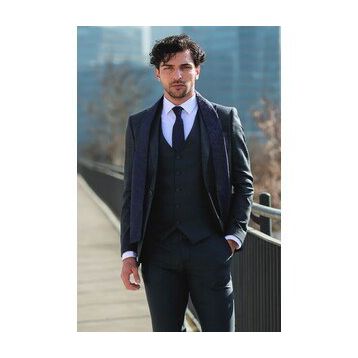Wessi Ekose Ceketli Yeşil Slim Fit Takım Elbise