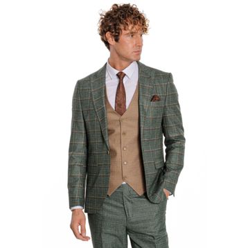 Wessi Ekose Ceketli Yeşil Slim Fit Takım Elbise
