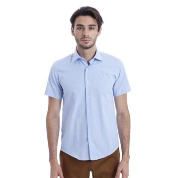 Wessi Erkek Mavi Terikoton Slim Fit Gömlek