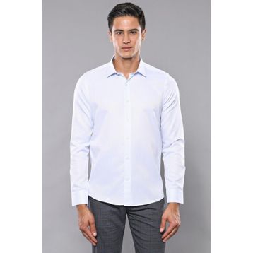 Wessi Kendinden Desenli Buz Mavi Slim Fit Gömlek