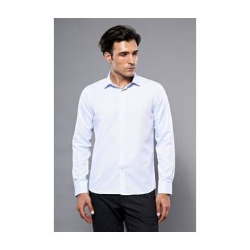Wessi Kendinden Desenli Buz Mavi Slim Fit Gömlek