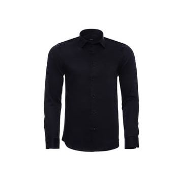 Wessi Siyah Pamuk Saten Slim Fit Gömlek