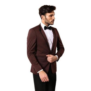 Wessi TK-621110-93-82 Ceket Desenli Yelekli Bordo Damatlık