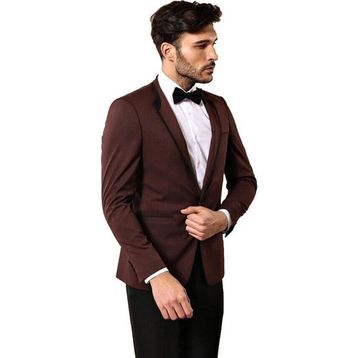 Wessi TK-621110-93-82 Ceket Desenli Yelekli Bordo Damatlık