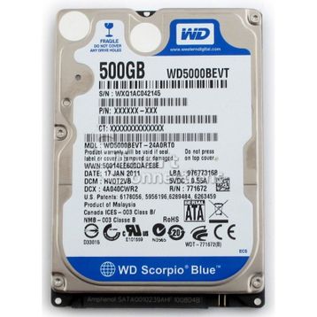 Western Digital Scorpio Blue 500GB WD5000BEVT Sabit Disk
