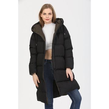 Weyeze AC-K50251LNS Siyah Çift Taraflı Kadın Uzun Şişme Mont