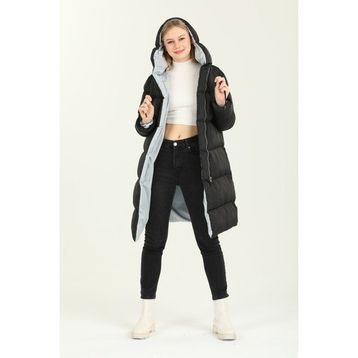 Weyeze AC-K50251LNS Siyah Çift Taraflı Kadın Uzun Şişme Mont