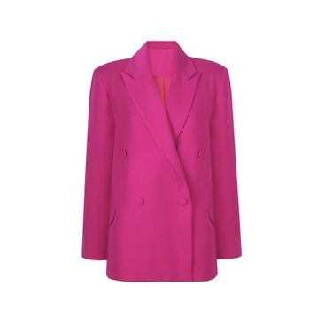 Whenever Company Fuşya Oversize Vatkalı İçi Astarlı Krep Premium Ceket