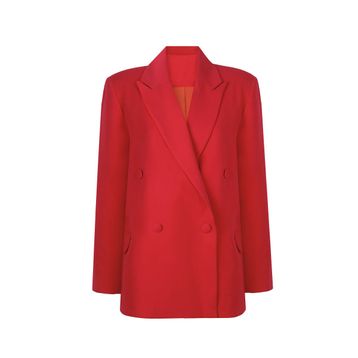 Whenever Company Kırmızı Oversize Vatkalı İçi Astarlı Krep Premium Ceket