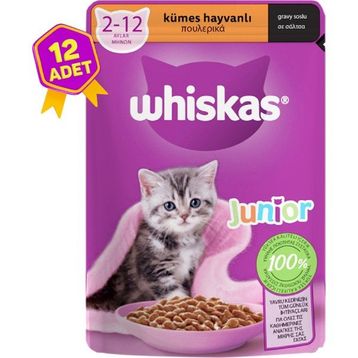 Whiskas 12x85 gr Junior Pouch Kümes Hayvanlı Yavru Kedi Yaş Maması