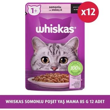 Whiskas 85 gr 12 Adet Somon Poşet Yaş Kedi Maması