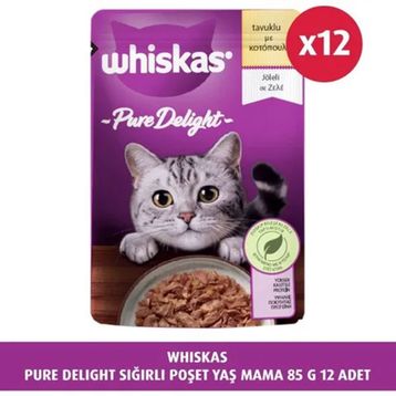 Whiskas 85 gr 12X Pure Delight Tavuklu Poşet Yaş Kedi Maması