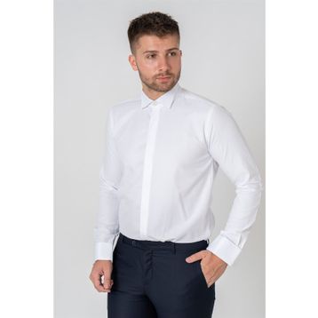 White Stone 21785 Beyaz Venedik Pamuklu Slim Fit Ata Yaka Gömlek
