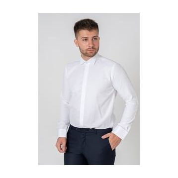 White Stone 21785 Beyaz Venedik Pamuklu Slim Fit Ata Yaka Gömlek