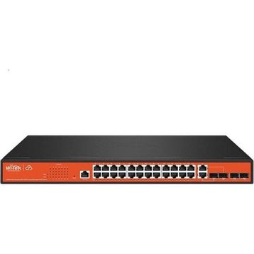 Wi Tek WI-PCMS328GF 24 Port Gigabit Full Poe 4 Port SFP 370 W Yönetilebilir PoE Switch