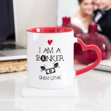 Wildlebend Kırmızı Renk Bankacı Kalpli Kupa Bardak