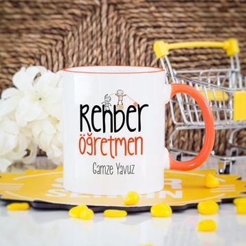 Wildlebend Turuncu Çizgili Rehber Öğretmen Kupa Bardak