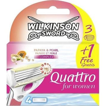Wilkinson Sword Quattro Kadın Tıraş Bıçağı 3+1 Yedek Kartuşu