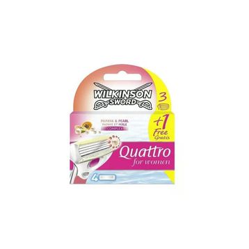Wilkinson Sword Quattro Kadın Tıraş Bıçağı 3+1 Yedek Kartuşu