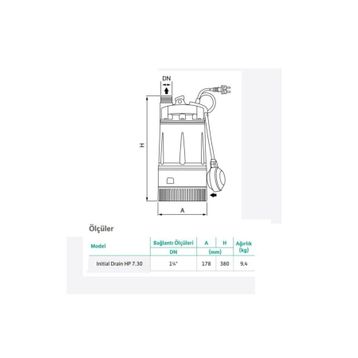 Wilo Drain Hp 7.30 Drenaj 30 Mss 4.8 m3/H 220 Volt Dalgıç Pompa