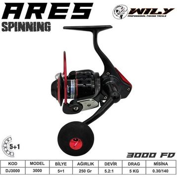 Wily Ares 3000 5+1 Bb Kırmızı Olta Makinası