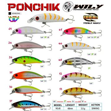 Wily Ponchik 4.8 cm 3.5 gr Sinking Maket Balık