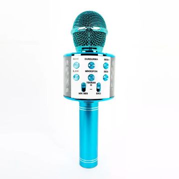 Winex Bluetooth UsbA TF Sd Kart 3.5 mm Aux Girişli Mavi Karaoke Mikrofonu