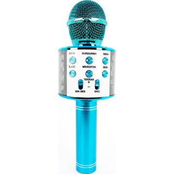 Winex Bluetooth UsbA TF Sd Kart 3.5 mm Aux Girişli Mavi Karaoke Mikrofonu